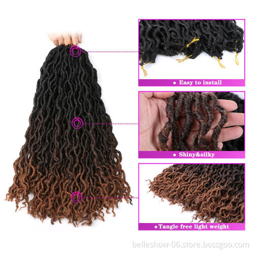 Hot sell 18 inch 24 stands 100g synthetic ombre dreadlock hair braids  curly Africa twist goddess faux locs gypsy locs hair